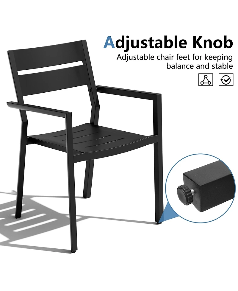 Pellebant Outdoor Patio All-Weather Dining Chairs Set Aluminum Stackable Armchair