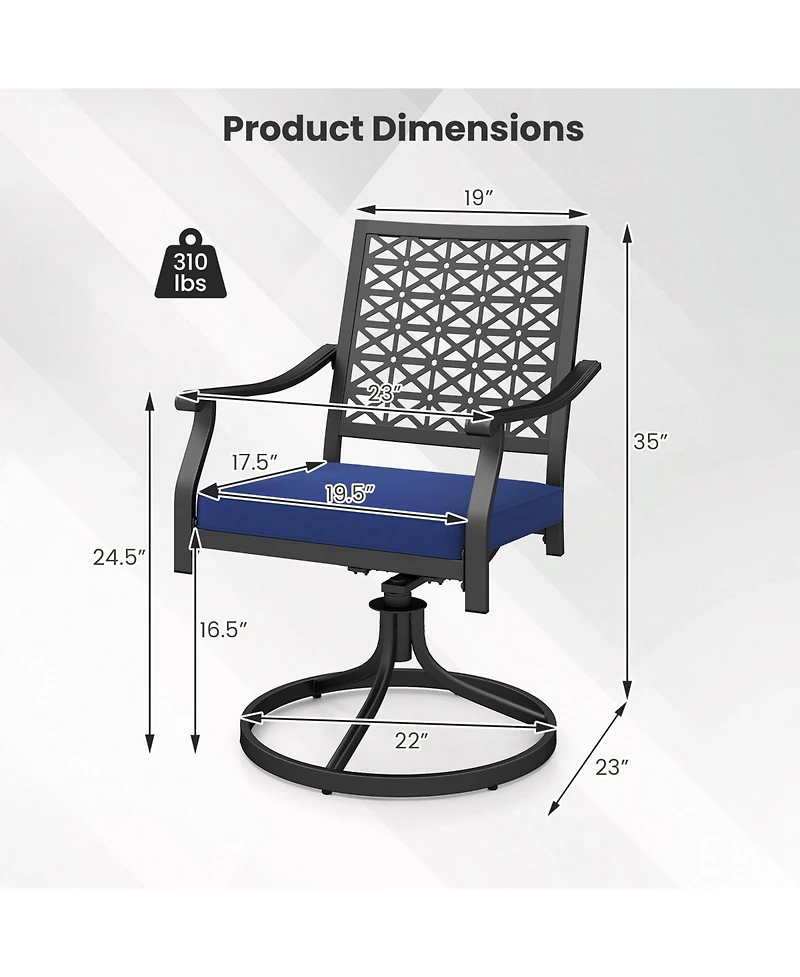 Gymax 4PCS Patio Swivel Dining Chairs Lattice Rocker Cushioned Armrest