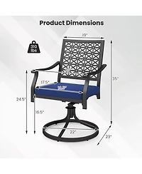 Gymax 4PCS Patio Swivel Dining Chairs Lattice Rocker Cushioned Armrest