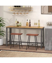 Gymax Saddle-Seat Bar Stool 2 Set Counter Height Bar Stools with Curved Seat Surface