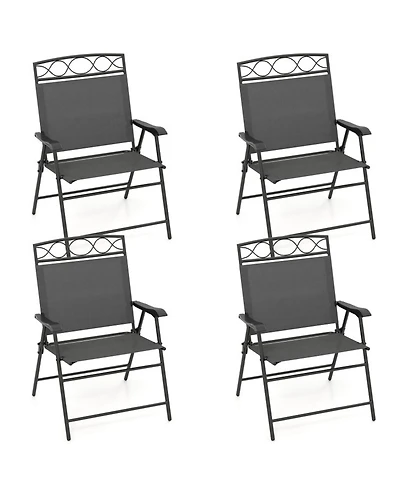 Sugift Set of 4 Patio Folding Dining Chairs with Armrests