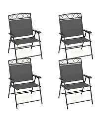 Sugift Set of 4 Patio Folding Dining Chairs with Armrests