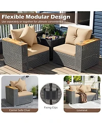 2-Piece Patio Corner Sofa Set with Thick Cushions