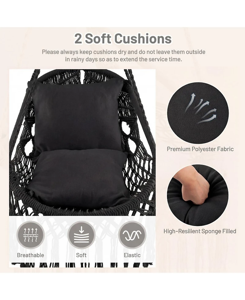 Sugift Hanging Hammock Chair with Soft Seat Cushion and Sturdy Rope Chain