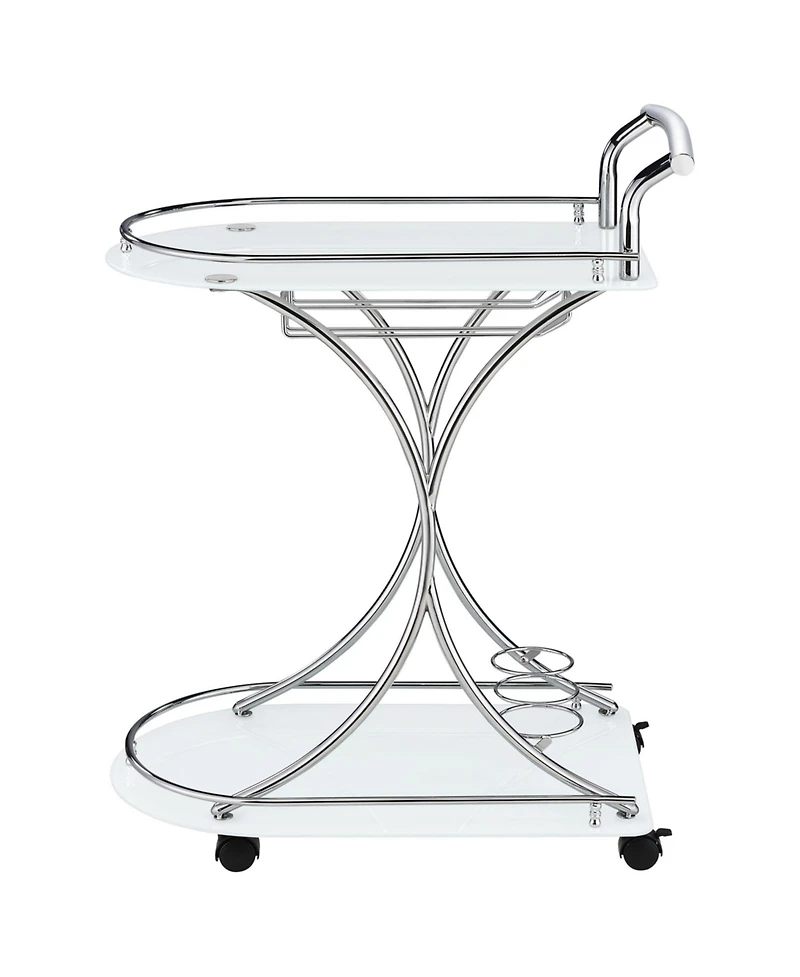 Flynama 2-Tier Glass Shelf Metal Bar Cart with Stemware Rack
