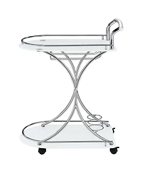 Flynama 2-Tier Glass Shelf Metal Bar Cart with Stemware Rack