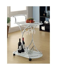 Flynama 2-Tier Glass Shelf Metal Bar Cart with Stemware Rack
