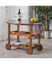 Flynama Modern Industrial Wood and Aluminum Bar Cart with Drop Leaf