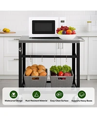 Flynama 2-Tier Grill Cart with Stainless Steel Top and Mesh Shelf