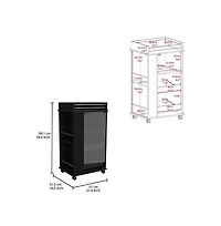 Flynama Bar Cart with Casters, Glass Door and 2-Side Shelf for Home Entertainment