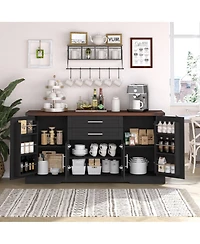 Flynama 63 Inch Farmhouse Barn Door Storage Cabinet with 2 Drawers