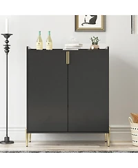 Flynama Black Home Cabinet with Adjustable Shelf