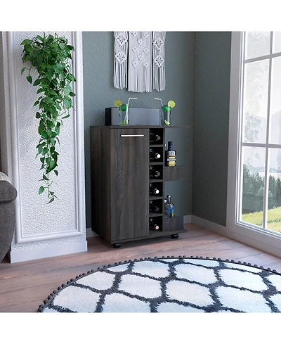 Flynama Espresso Bar Cart with 2 External Shelves, 6 Racks and Locking Casters