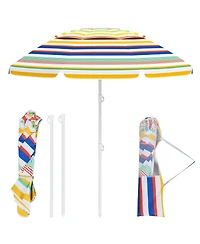 Gouun 6.5 ft Portable Beach Umbrella with Upf 50+ Sun Protection and Push-Button Tilt
