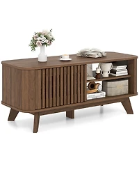 Gouun Rectangular Coffee Table with Adjustable Shelves Storage
