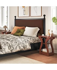 Gouun Set of 2 3-Tier End Tables with Charging Station and Open Shelves