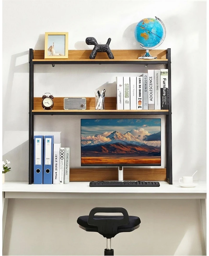 Gouun 2-Tier Desktop Bookshelf Organizer with Anti-Slip Pads, 37.4" x 12.6" x 35.4"