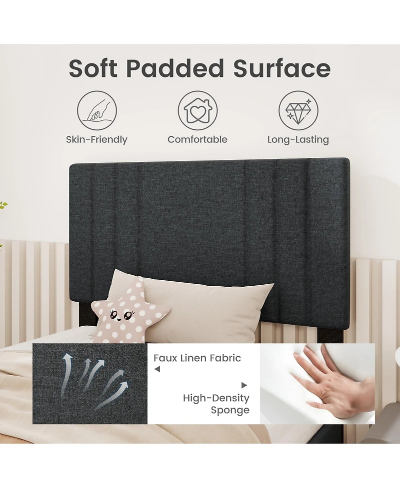 Sugift Bed Frame with Tufted Headboard and Wooden Slat Support