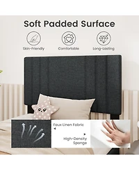 Sugift Bed Frame with Tufted Headboard and Wooden Slat Support