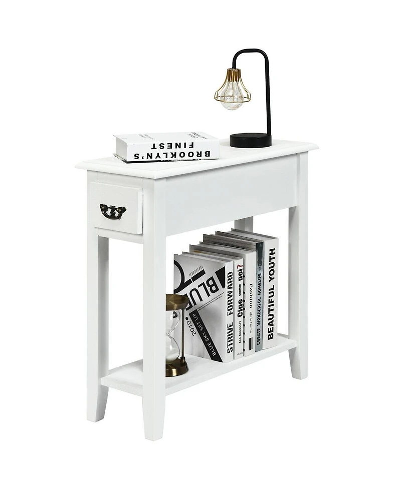 Sugift Two Tier Narrow End Table Bedside Sofa Side Table