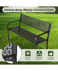 Sugift 50 in Garden Bench with Patterned Backrest for Two to Three