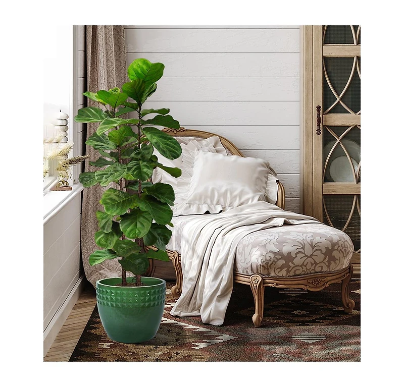 Clihome Handmade Ceramic Planter Set of 3, Diamond Pattern,for Indoor & Outdoor Use, Breathable Clay