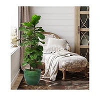 Clihome Handmade Ceramic Planter Set of 3, Diamond Pattern,for Indoor & Outdoor Use, Breathable Clay