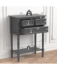 Gouun Mdf and Acacia Wood Console Table with 3 Drawers and Open Shelf