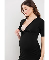 Hello Miz Maternity Wrap V-Neck Nursing Midi Dress