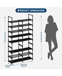 Homfan 10 Tier Shoe Rack with Adjustable Fabric Shelves, Metal Frame, Slim Storage for Entryway and Bedroom
