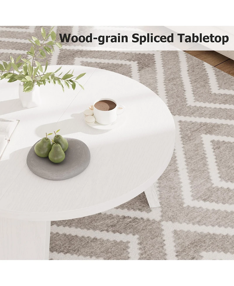 homfan 33.5" Round Coffee Table, Circle Center Table with Inclined Legs, Accent Cocktail Tables for Living Room, Bedroom, Easy Assembly