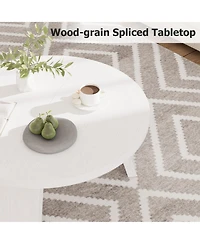 homfan 33.5" Round Coffee Table, Circle Center Table with Inclined Legs, Accent Cocktail Tables for Living Room, Bedroom, Easy Assembly