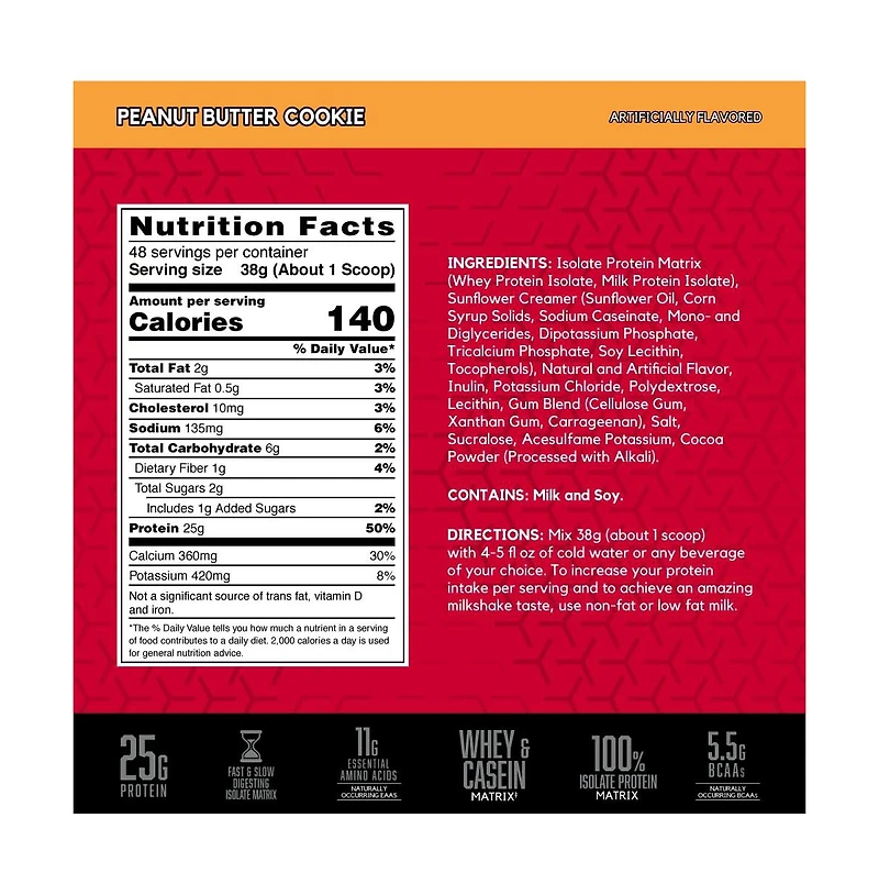 Bsn Syntha-6 Isolate Protein Powder, Peanut Butter Protein Powder with Whey Protein Isolate, Milk Protein Isolate, Peanut Butter Cookie, 48 Servings