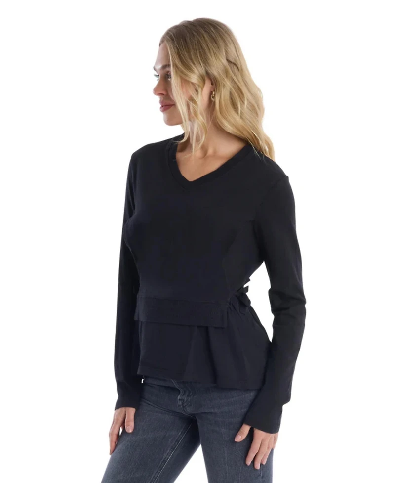 Wilt Clothing Women's Mixed Media Double Layer Long Sleeve