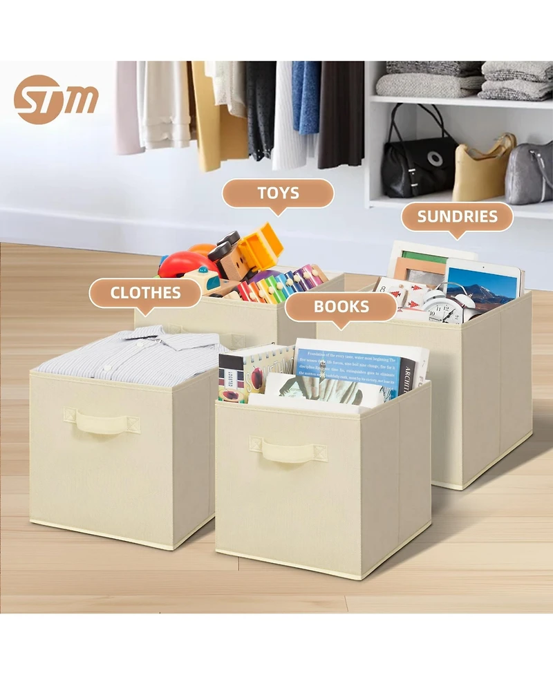 Gnuadz 4 Pack Cubes Collapsible Bins Fabric Foldable Organization Closet Shelves Offices Toys