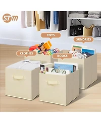 Gnuadz 4 Pack Cubes Collapsible Bins Fabric Foldable Organization Closet Shelves Offices Toys