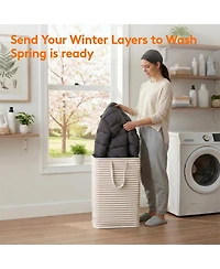 Gnuadz 2 Peice Laundry Basket Collapsible Hamper with Reinforced Handles Freestanding Waterproof Gift