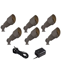 John Timberland 7 1/2" High Traditional 6-Piece Outdoor Landscape Spotlight Set Porch House Led Bulb Brown Bronze Finish Metal