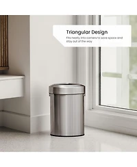 Home Zone Living 16 Gallon Stainless Steel Open Top Trash Can with Triangular Corner Design