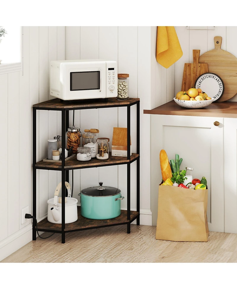 Gouun Corner Printer Stand 3-Tier with Charging Station