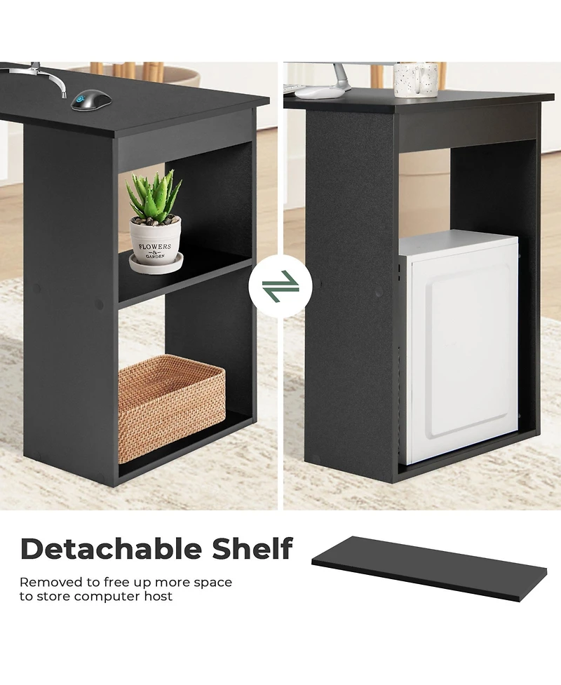 Gouun Computer Desk with 4-Tier Bookcase and Cpu Stand