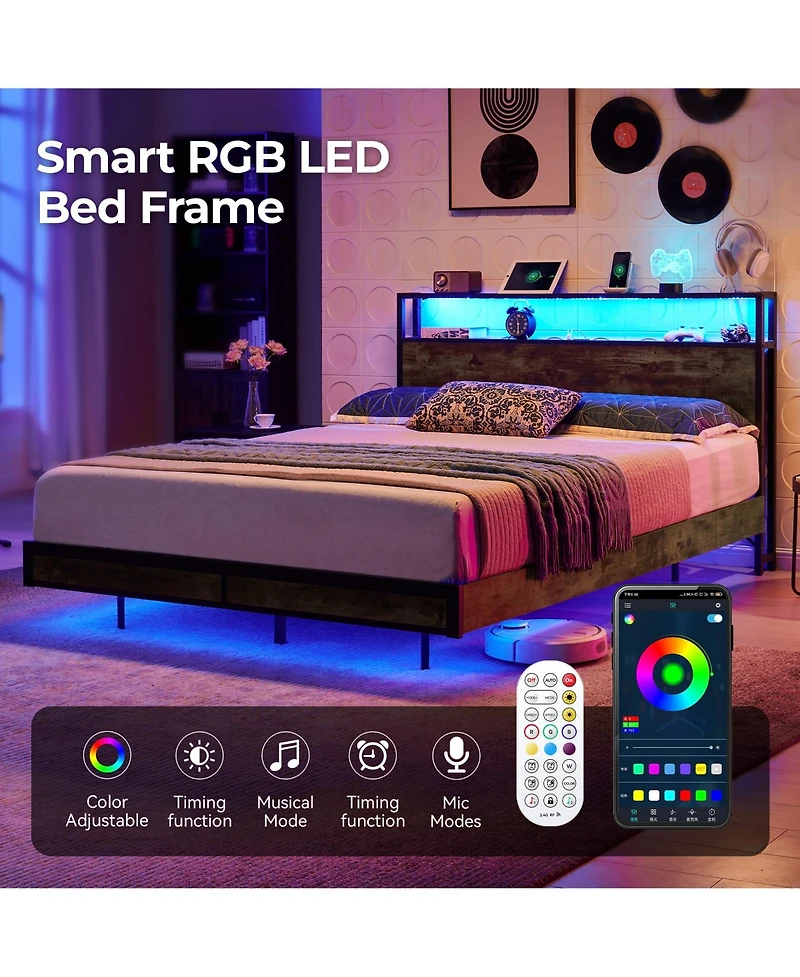 Sailvan Bed Frame With Led Lights