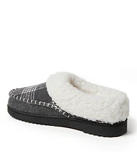 Dearfoams Women's Nyla Felted Plaid Moccasin Toe Clog House Shoe Slipper