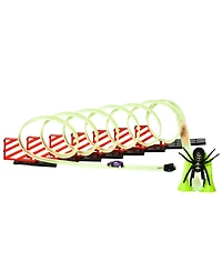 Yobtop Diy glow-in-the-dark track builder with spider loop, pull-back car and lights, 33.75-inch race track fun.