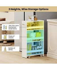 Gouun 4-Tier Slim Rolling Kitchen Cart with Open Shelves and Guard Rails