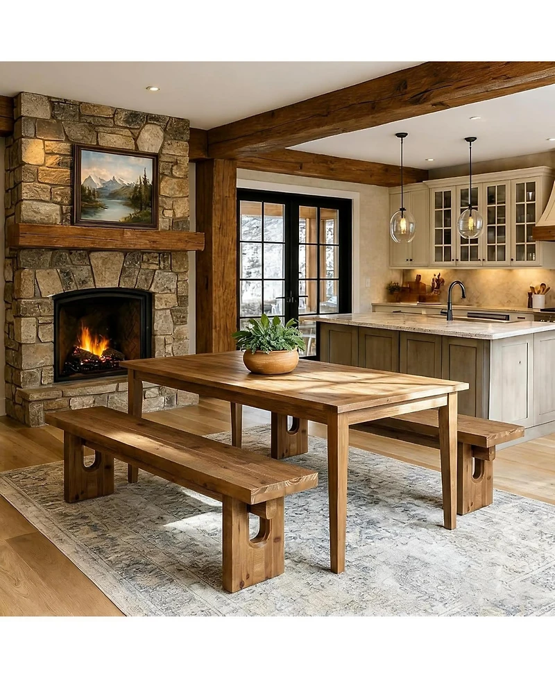 Tribesigns 63" Solid Wood Bench, Extra Long Farmhouse Dining Bench for Kitchen Table, Rustic Wooden Entryway Bench, End of Bed Indoor Seating