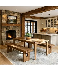 Tribesigns 63" Solid Wood Bench, Extra Long Farmhouse Dining Bench for Kitchen Table, Rustic Wooden Entryway Bench, End of Bed Indoor Seating