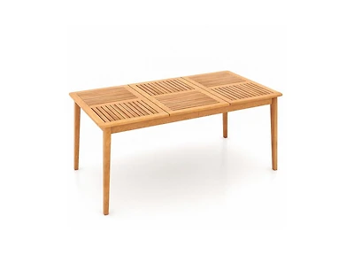 Lucky One 6-Person Outdoor Acacia Wood Rectangular Dining Table with Umbrella Hole