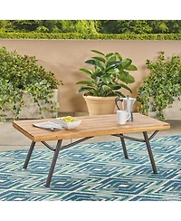 Mondawe Outdoor Coffee Table - Wood with Rustic Metal Legs