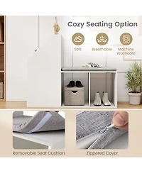 Gouun Shoe Storage Bench with Removable Cushion and 6 Open Compartments